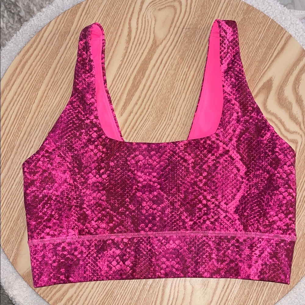 Vibrant Pink Snake Print Sports Bra